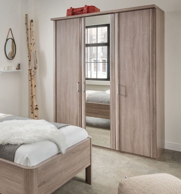 Product photograph of Bern 3 Door Mirror Wardrobe In Rustic Oak - W 150cm from Choice Furniture Superstore