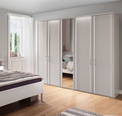 Product photograph of Wiemann Bern 250cm White 5 Door Mirror Wardrobe from Choice Furniture Superstore