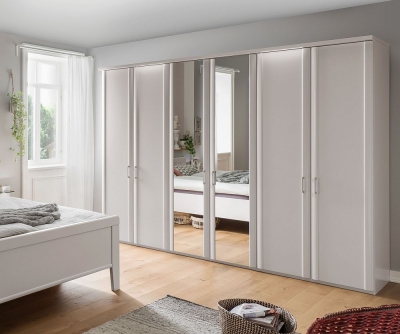 Product photograph of Bern 6 Door Mirror Wardrobe In White - W 300cm from Choice Furniture Superstore