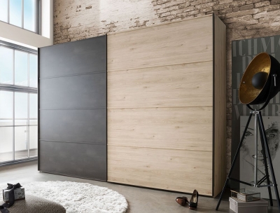 Product photograph of Brusseels 2 Door Sliding Wardrobe In Oak And Slate - W 300cm from Choice Furniture Superstore
