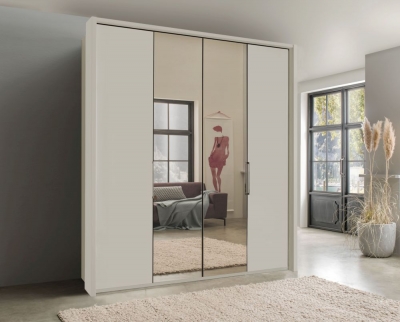 Product photograph of Wiemann Kansas 200cm Champagne Glass 4 Door Bi-fold Mirror Wardrobe from Choice Furniture Superstore