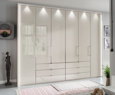 Product photograph of Wiemann Kansas 6 Door Bi-fold Wardrobe In Champagne Glass - W 300cm from Choice Furniture Superstore