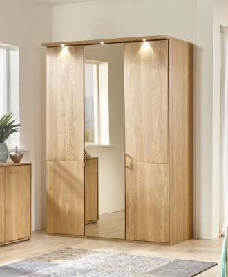Product photograph of Lido 3 Door Mirror Wardrobe In Oak - W 150cm from Choice Furniture Superstore