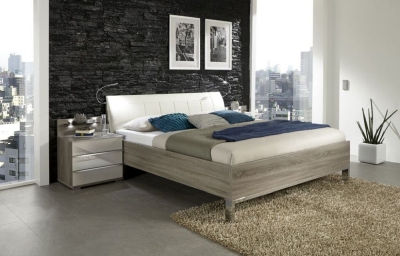 Loft Futon Bed with Faux Leather Cushion Headboard