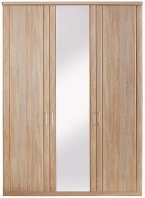 Product photograph of Luxor 3 4 3 Door Hinged Wardrobe With 1 Mirror In Rustic Oak - W 150cm from Choice Furniture Superstore