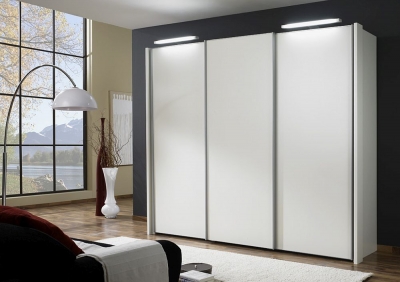 Product photograph of Miami 3 Door Sliding Wardrobe In White - W 250cm from Choice Furniture Superstore