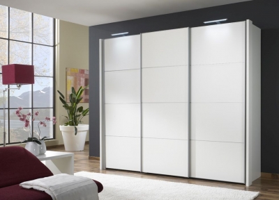 Product photograph of Wiemann Miami 3 Door Sliding Wardrobe In White With 4 Panel from Choice Furniture Superstore
