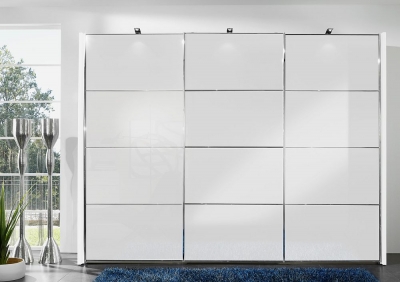 Product photograph of Miami2 3 Door Sliding Wardrobe In White Glass - W 300cm from Choice Furniture Superstore
