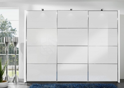 Product photograph of Wiemann Miami2 3 Door Sliding Wardrobe In White Glass - W 300cm from Choice Furniture Superstore