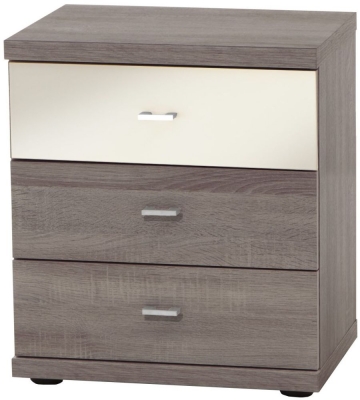 Product photograph of Wiemann Miro 3 Drawer Bedside Cabinet In Dark Rustic Oak With Chrome Handle from Choice Furniture Superstore
