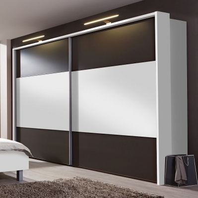 Product photograph of Wiemann Portland 2 Door Sliding Wardrobe In White And Havana - W 300cm from Choice Furniture Superstore