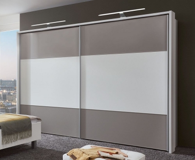 Product photograph of Wiemann Portland 2 Door Sliding Wardrobe In White And Grey - W 300cm from Choice Furniture Superstore