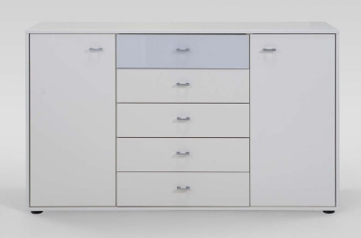 Product photograph of Tokio 2 Door 5 Drawer Combination Dresser With Alpine White Or Glass Top Drawer from Choice Furniture Superstore