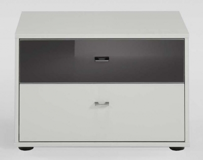 Product photograph of Tokio 2 Drawer Bedside Cabinet With Alpine White Or Glass Top Drawer from Choice Furniture Superstore