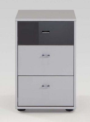 Product photograph of Tokio 3 Drawer Bedside Cabinet With Alpine White Or Glass Top Drawer from Choice Furniture Superstore