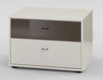 Product photograph of Wiemann Tokio Champagne 2 Drawer Bedside Cabinet With Silver Handle from Choice Furniture Superstore