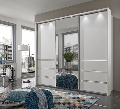 Product photograph of Vip Malibu 3 Door Combi Sliding Wardrobe In White - W 250cm from Choice Furniture Superstore
