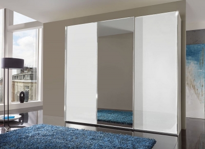 Product photograph of Vip Malibu 3 Door Mirror Sliding Wardrobe In White - W 250cm from Choice Furniture Superstore