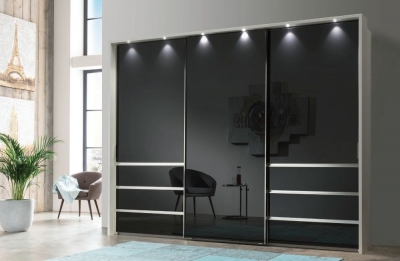 Product photograph of Wiemann Vip Malibu Graphite Glass Front Sliding Wardrobe - Variation Available from Choice Furniture Superstore