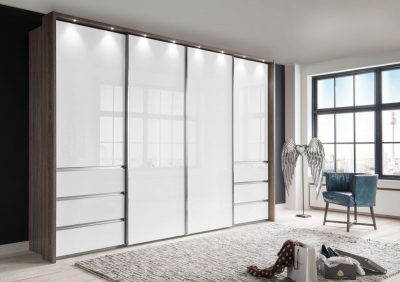 Product photograph of Vip Malibu Sliding Wardrobe With White Glass Front from Choice Furniture Superstore