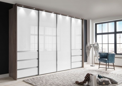 Product photograph of Wiemann Vip Malibu White Glass Front Sliding Wardrobe - Variation Available from Choice Furniture Superstore