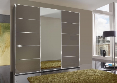 Product photograph of Vip Westside 3 Door Mirror Sliding Wardrobe In Havana Glass - W 250cm from Choice Furniture Superstore