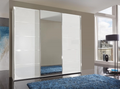 Product photograph of Vip Westside 3 Door Mirror Sliding Wardrobe In White Glass - W 250cm from Choice Furniture Superstore