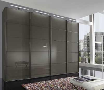 Product photograph of Vip Westside 4 Door Sliding Wardrobe In Havana Glass - W 330cm from Choice Furniture Superstore