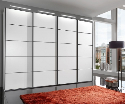 Product photograph of Vip Westside 4 Door Sliding Wardrobe In White With Black Trims - W 400cm from Choice Furniture Superstore