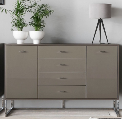Product photograph of Wiemann Vigo 2 Door 5 Drawer Chest In Havana Glass from Choice Furniture Superstore