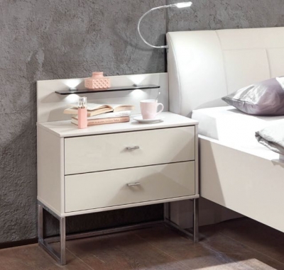 Product photograph of Wiemann Vigo 40cm Champagne 2 Drawer Bedside Cabinet from Choice Furniture Superstore