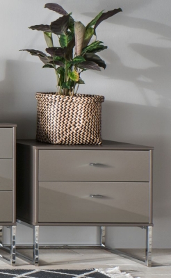 Product photograph of Vigo 2 Drawer Glass Bedside Cabinet In Havana - W 40cm from Choice Furniture Superstore