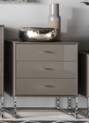 Product photograph of Vigo 3 Drawer Glass Bedside Cabinet In Havana - W 40cm from Choice Furniture Superstore