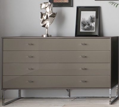 Product photograph of Vigo 5 Drawer Glass Chest In Havana - W 40cm from Choice Furniture Superstore