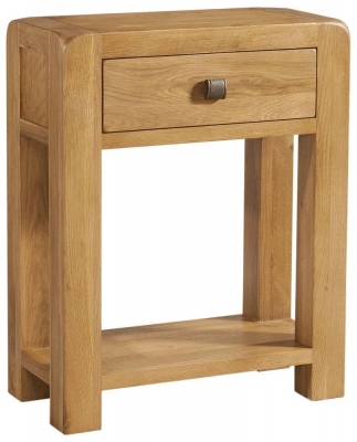 Product photograph of Curve Oak 1 Drawer Small Console Table from Choice Furniture Superstore