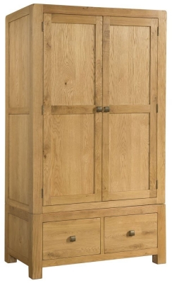 Product photograph of Curve Oak 2 Door 2 Drawer Double Wardrobe from Choice Furniture Superstore