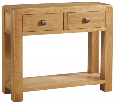 Curve Oak 2 Drawer Large Console Table