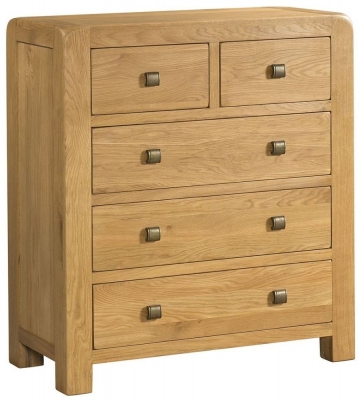 Curve Oak 2 Over 3 Drawer Chest