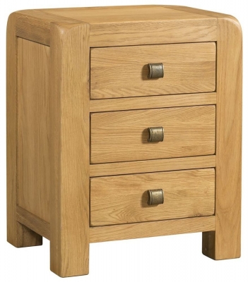 Product photograph of Curve Oak 3 Drawer Bedside Cabinet from Choice Furniture Superstore
