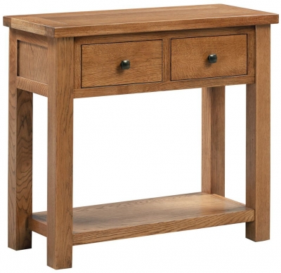 Product photograph of Original Rustic Oak 2 Drawer Console Table from Choice Furniture Superstore