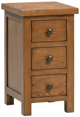 Product photograph of Original Rustic Oak Compact 3 Drawer Bedside Cabinet from Choice Furniture Superstore