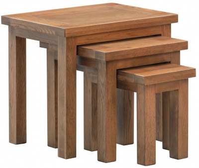 Product photograph of Original Rustic Oak Nest Of 3 Tables from Choice Furniture Superstore