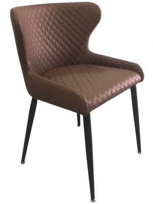 Product photograph of Langley Brown Faux Leather Orbit Dining Chair Sold In Pairs from Choice Furniture Superstore