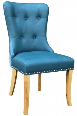 Product photograph of Set Of 2 Dorset Oak Blue Hug Dining Chair from Choice Furniture Superstore