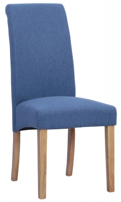 Product photograph of Set Of 2 Dorset Oak Blue Wesbury Rollback Fabric Dining Chair from Choice Furniture Superstore