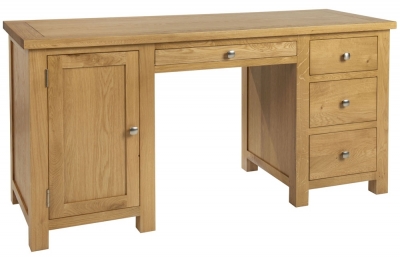 Product photograph of Appleby Oak Double Pedestal Desk With 1 Door And 4 Drawers from Choice Furniture Superstore