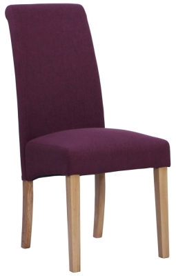 Product photograph of Set Of 2 Dorset Oak Maroon Wesbury Rollback Fabric Dining Chair from Choice Furniture Superstore