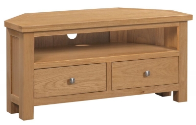 Product photograph of Nimbus Oak 2 Drawer Large Corner Tv Unit from Choice Furniture Superstore