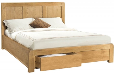 Product photograph of Curve Oak Bed With 2 Storage Drawer from Choice Furniture Superstore