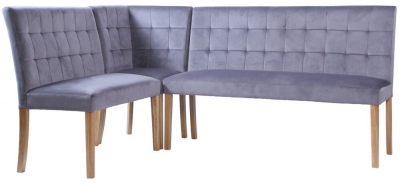 Product photograph of Ashbury Graphite Velvet Fabric Corner Dining Bench from Choice Furniture Superstore